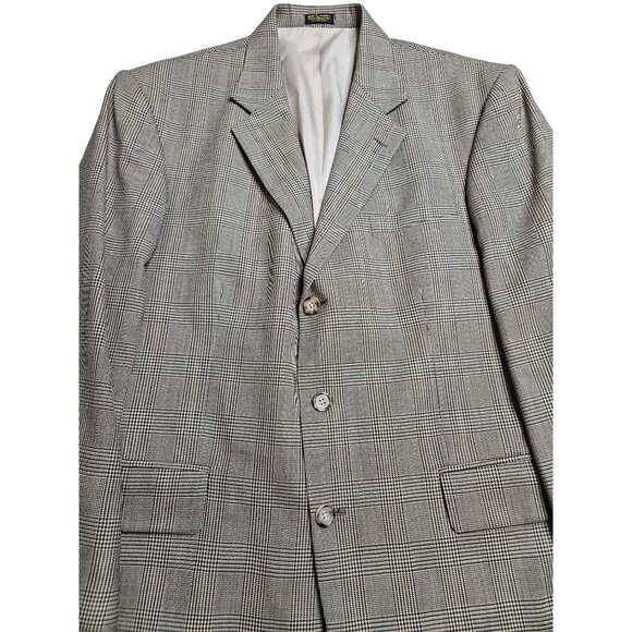 Oscar De La Renta Menswear Wool Plaid Houndstooth Sportcoat Men Size 42R - Picture 9 of 14
